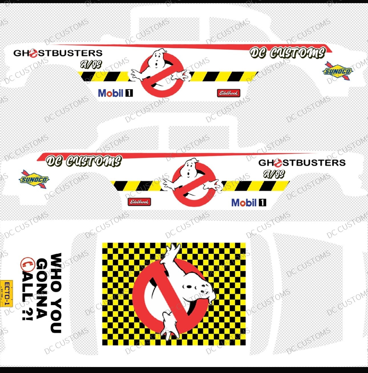 55 CHEVY GASSER (WHITE TONER) DECALS GH0STBUSTERS