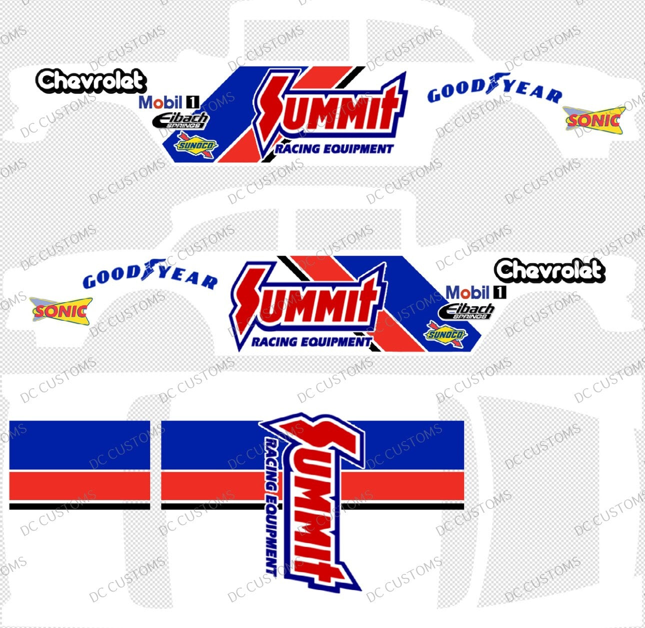55 CHEVY GASSER (WHITE TONER) DECALS SUMMIT RACING