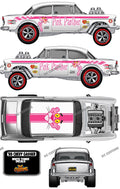 55 CHEVY GASSER (WHITE TONER) DECALS PINKPANTHER