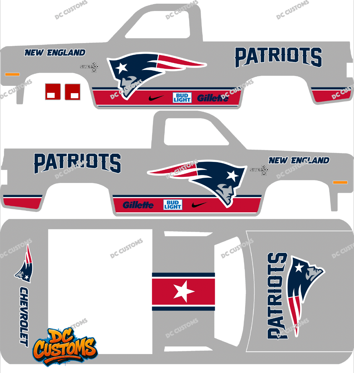 83 CHEVY SILVERADO (WHITE TONER) DECALS PATRIOTS