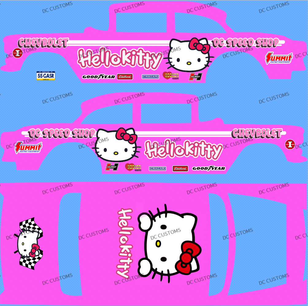 55 CHEVY GASSER (WHITE TONER) DECALS HELL0 KITTY