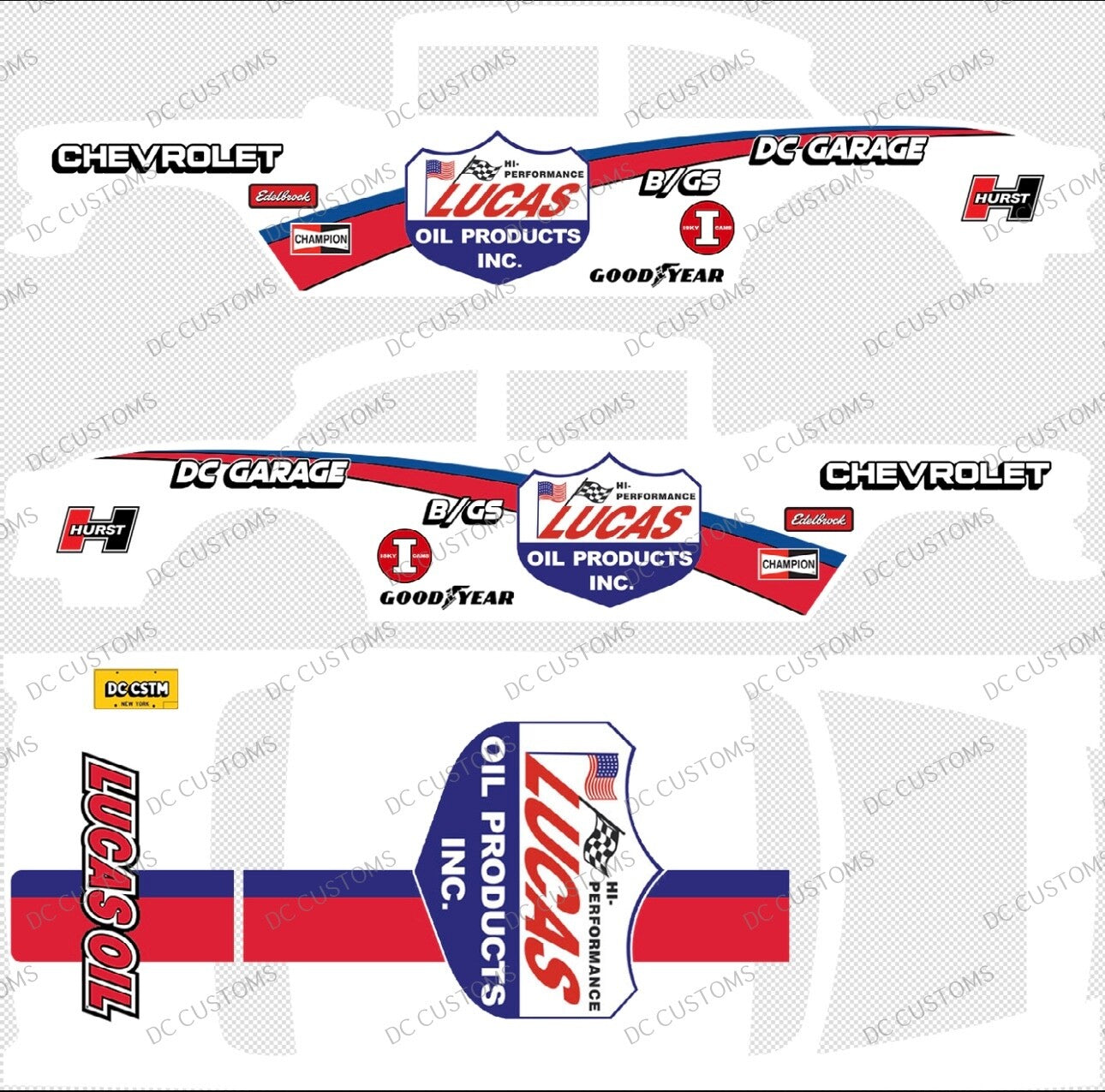 55 CHEVY GASSER (WHITE TONER) DECALS LUCAS