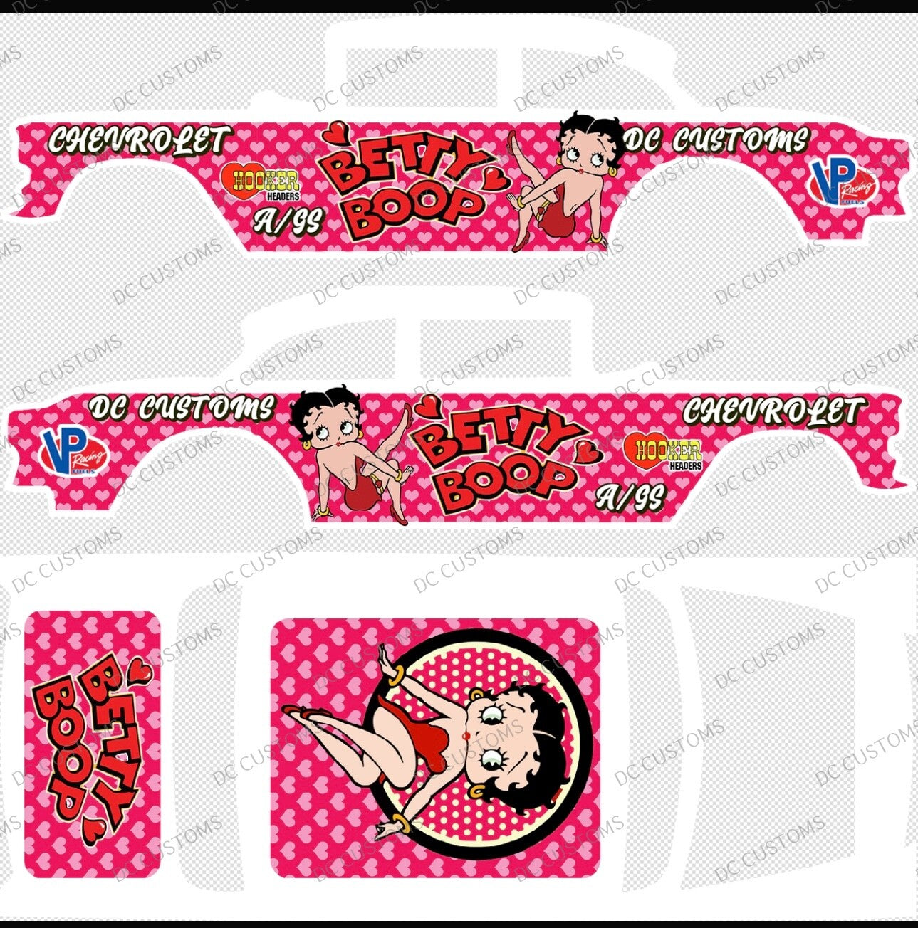 55 CHEVY GASSER (WHITE TONER) DECALS BETTY B00P