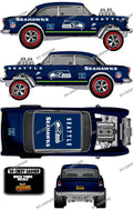 55 CHEVY GASSER (WHITE TONER) DECALS SEAHAWKS