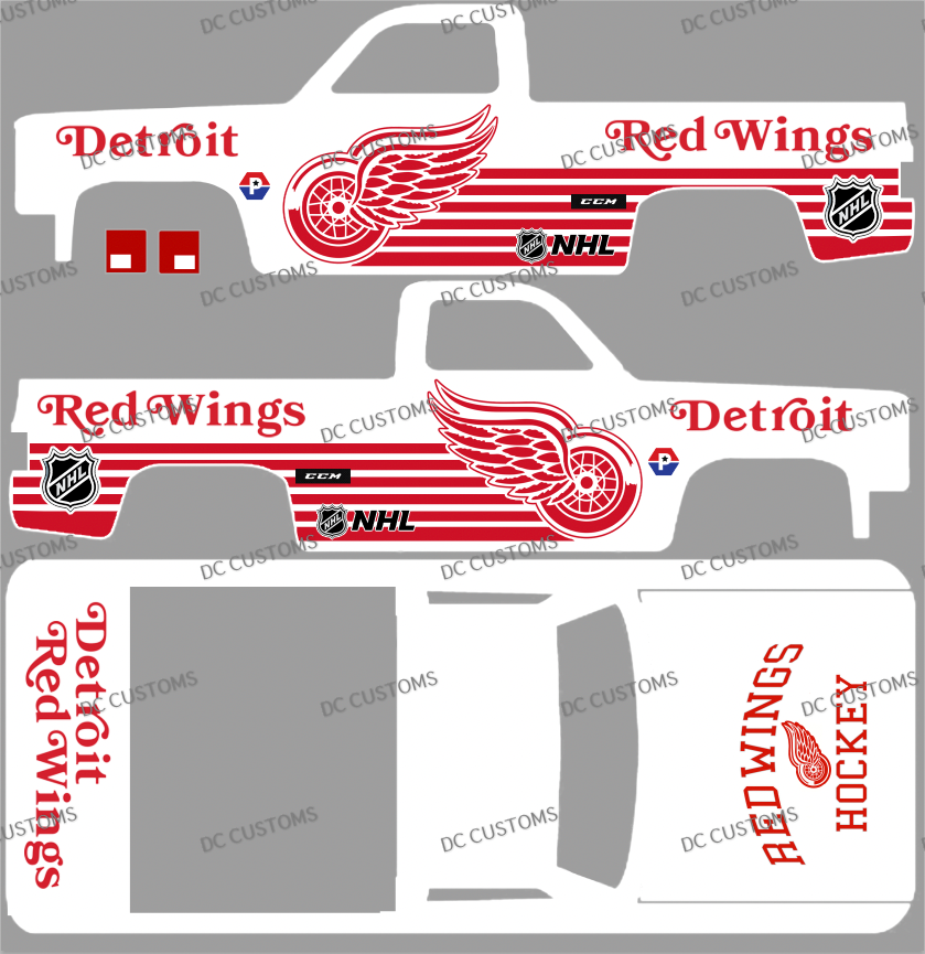 83 CHEVY SILVERADO (WHITE TONER) DECALS DETROIT RED WINGS