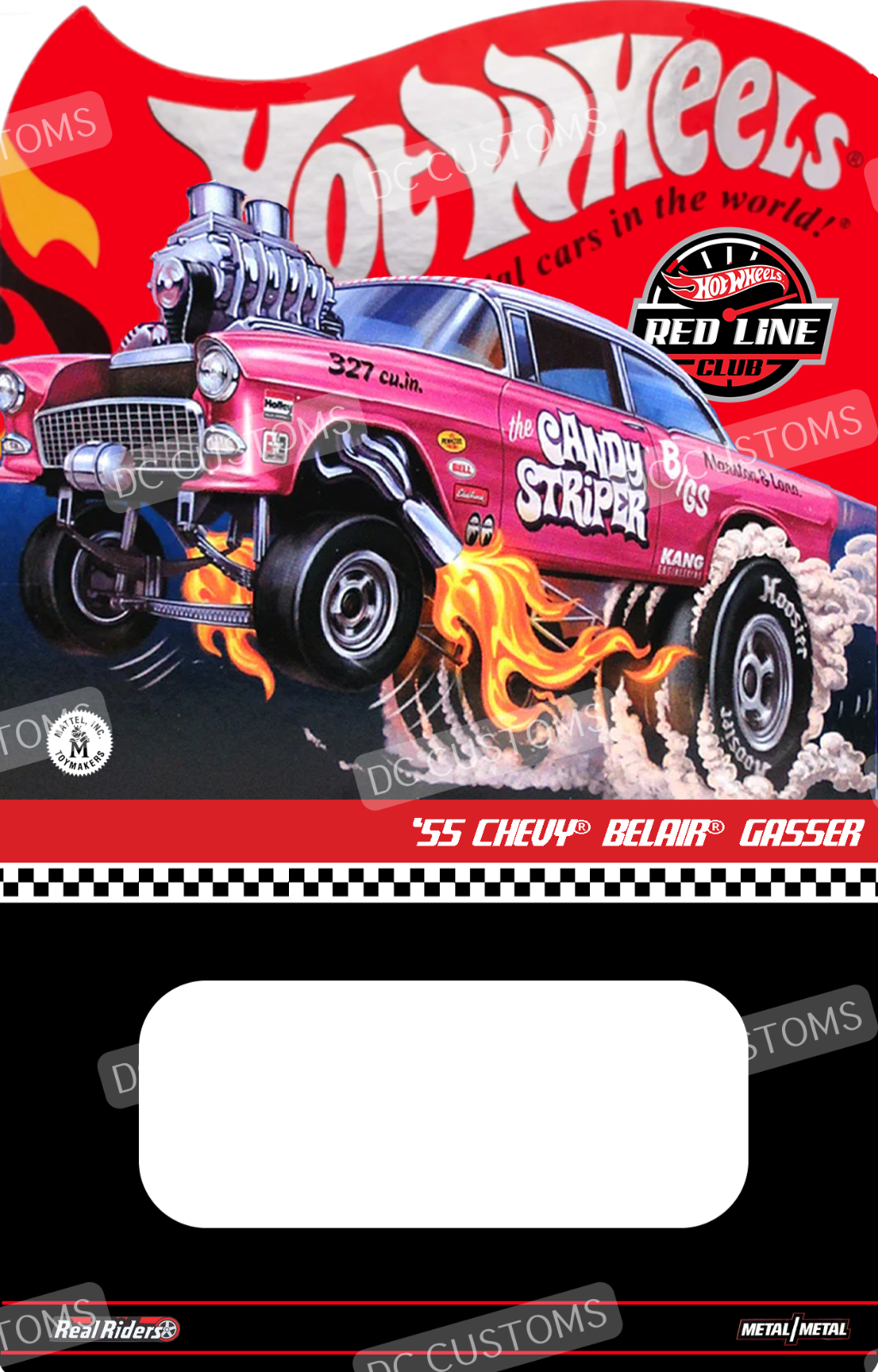 Custom made card for 55 Chevy Candy Striper gasser