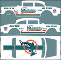 55 CHEVY GASSER (WHITE TONER) DECALS MIAMI D0LPHINS