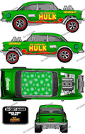 55 CHEVY GASSER (WHITE TONER) DECALS HULK
