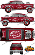 55 CHEVY GASSER (WHITE TONER) DECALS ARKANSAS RAZ0RBACKS