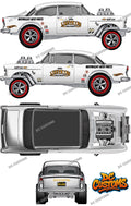 55 CHEVY GASSER (WHITE TONER) DECALS WHITE LIGHTNING DELIVERY