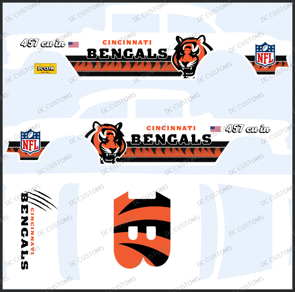 55 CHEVY GASSER (WHITE TONER) DECALS BENGALS