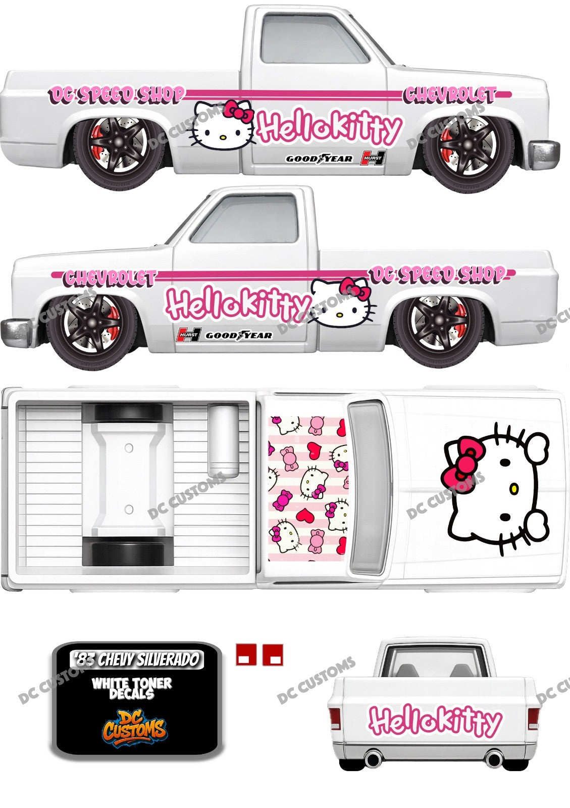 83 CHEVY SILVERADO (WHITE TONER) DECALS HELL0 KITTY