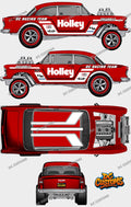 55 CHEVY GASSER (WHITE TONER) DECALS HOLLEY