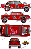 55 CHEVY GASSER (WHITE TONER) DECALS ALABAMA