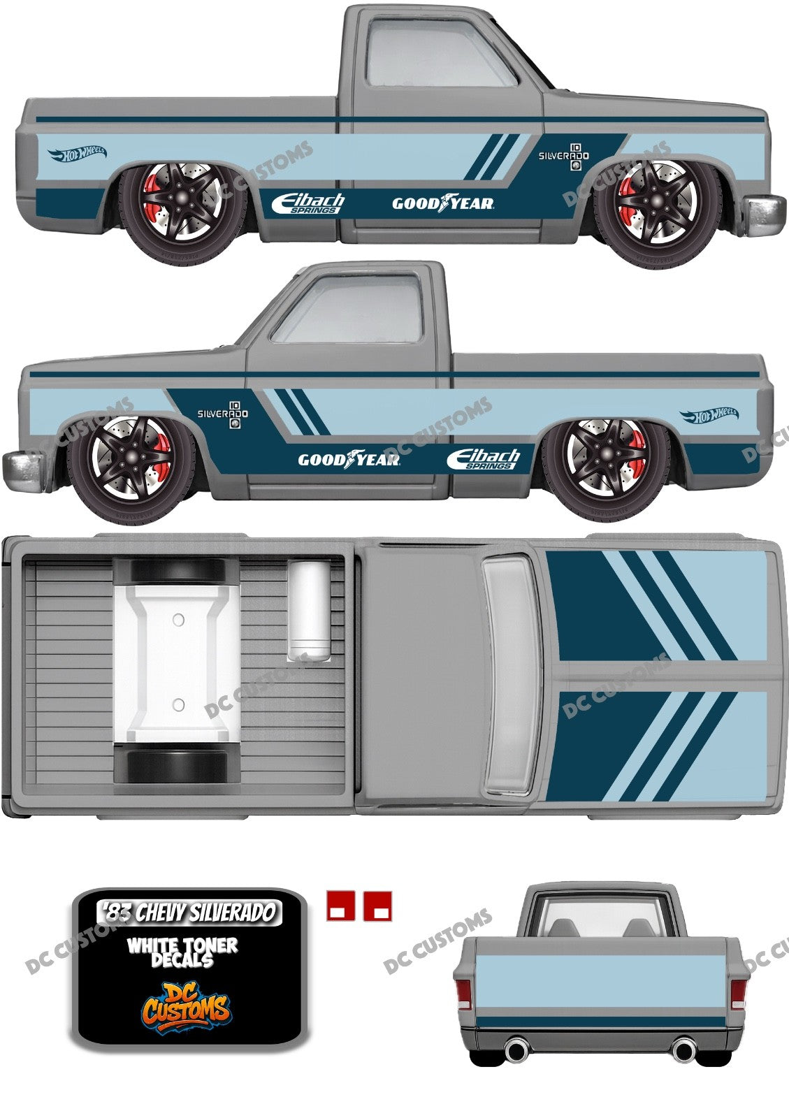 83 CHEVY SILVERADO (WHITE TONER) DECALS ZAMAC