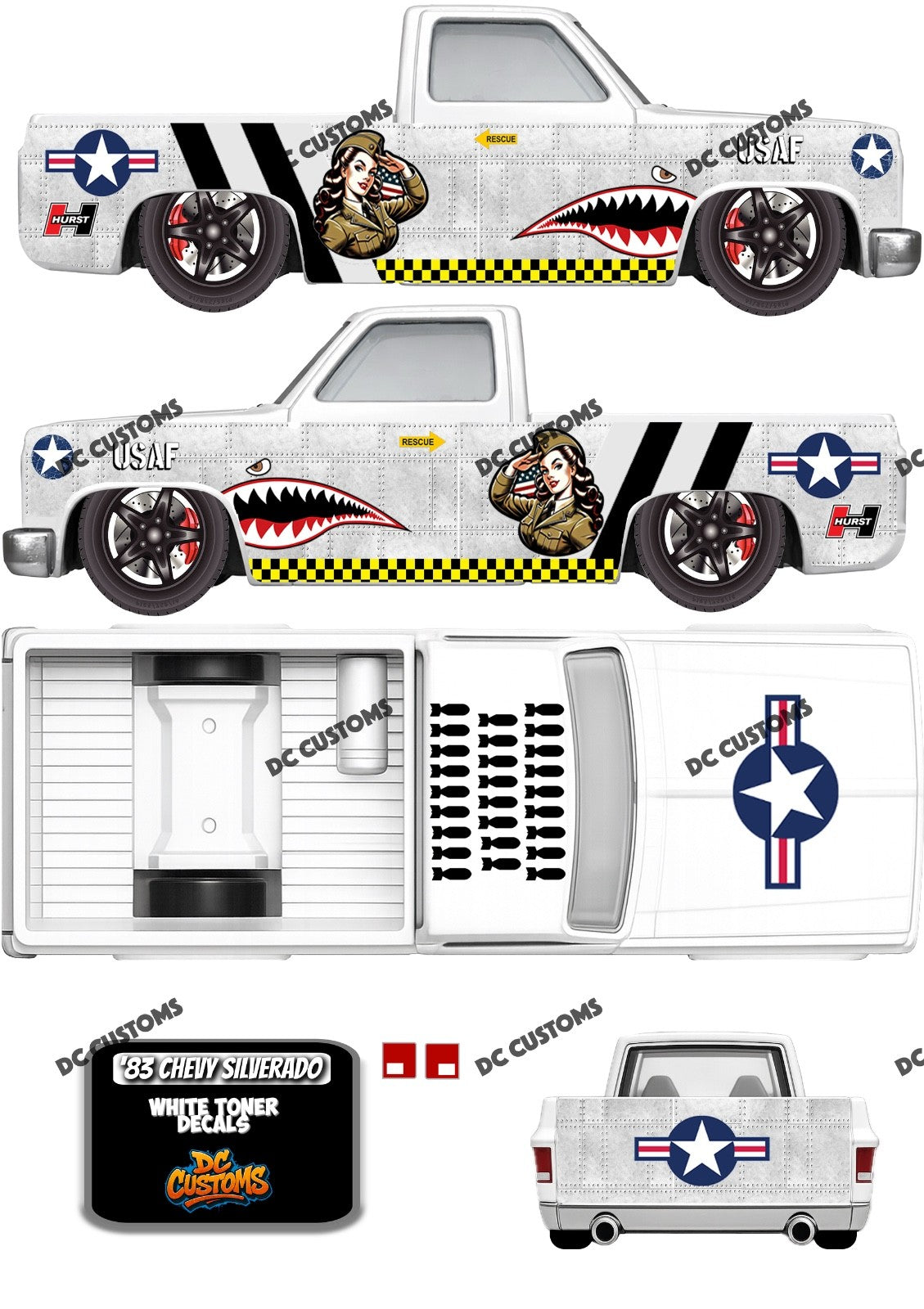 83 CHEVY SILVERADO (WHITE TONER) DECALS USAF