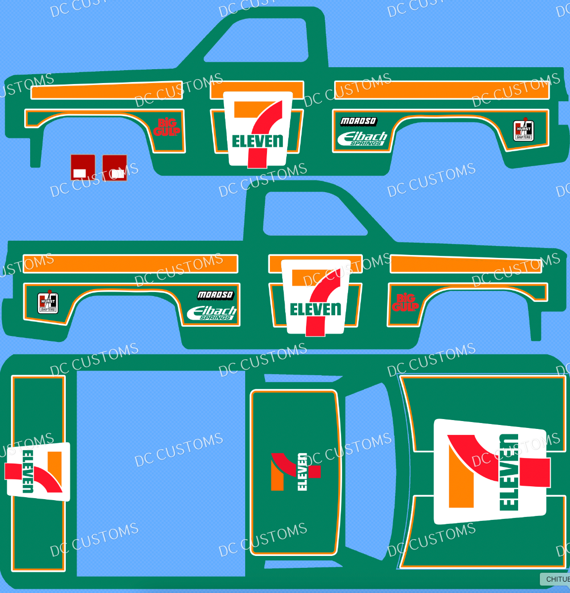 83 CHEVY SILVERADO (WHITE TONER) DECALS 7 ELEVEN