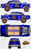 55 CHEVY GASSER (WHITE TONER) DECALS GAS CHAMBER