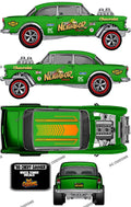 55 CHEVY GASSER (WHITE TONER) DECALS BAD NEIGHBOR