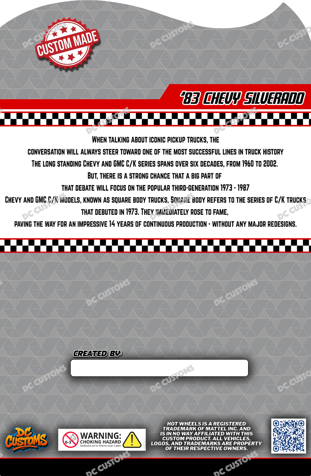 CUSTOM CARD FOR TOONED 83 SILVERADO METALLIC GREEN