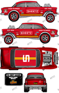 55 CHEVY GASSER (WHITE TONER) DECALS SHEETZ
