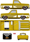 83 CHEVY SILVERADO (WHITE TONER) DECALS GOLD STH